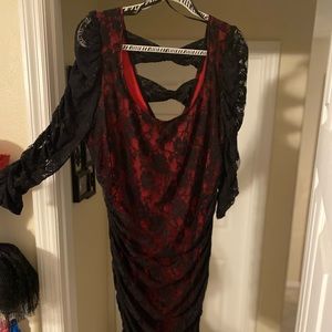 Torrid sexy lace black and red dress
